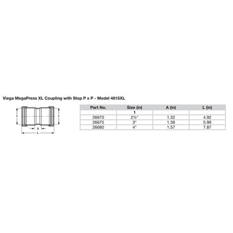 Viega MegaPress 2-1/2" Carbon Steel Coupling w/Stop w/FMK Double Press Connection - Smart Connect Technology [26670]